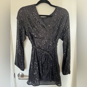 Black Sequin Mini Dress